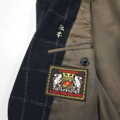 80s Japan Vintage Blazer Jacket KITAMURA 80年代 日本製 テーラードジャケット M ブラック ウール ツイード ウィンドウペンチェック