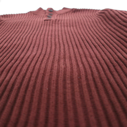 L.L.Bean ハーフボタン リブニット セーター XL ボルドー コットン JSB4