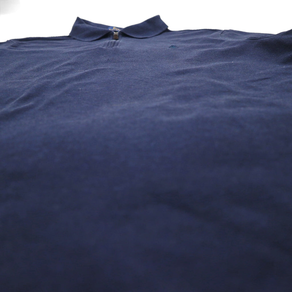POLO RALPH LAUREN Classic Fit Stretch Mesh Half Zip Polo Shirt L Navy Cotton Small Pony Embroidery