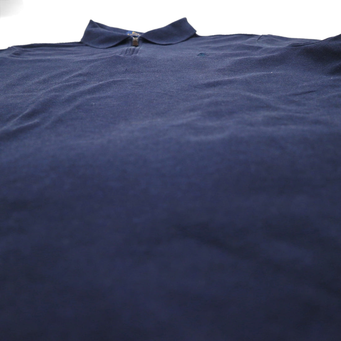 POLO RALPH LAUREN Classic Fit Stretch Mesh Half Zip Polo Shirt L Navy Cotton Small Pony Embroidery