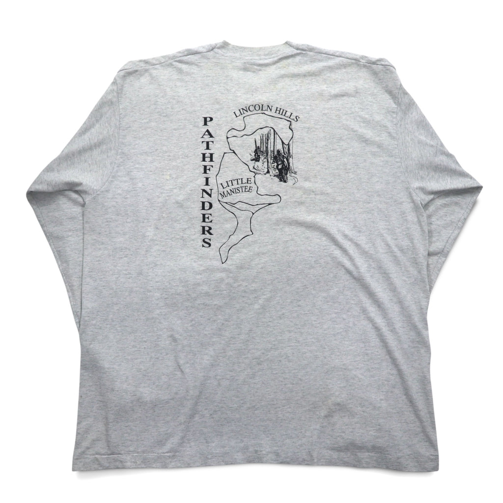 USA製 90年代 FRUIT OF THE LOOM ロングスリーブTシャツ ロンT XXL グレー PORKER RUN ビッグサイズ