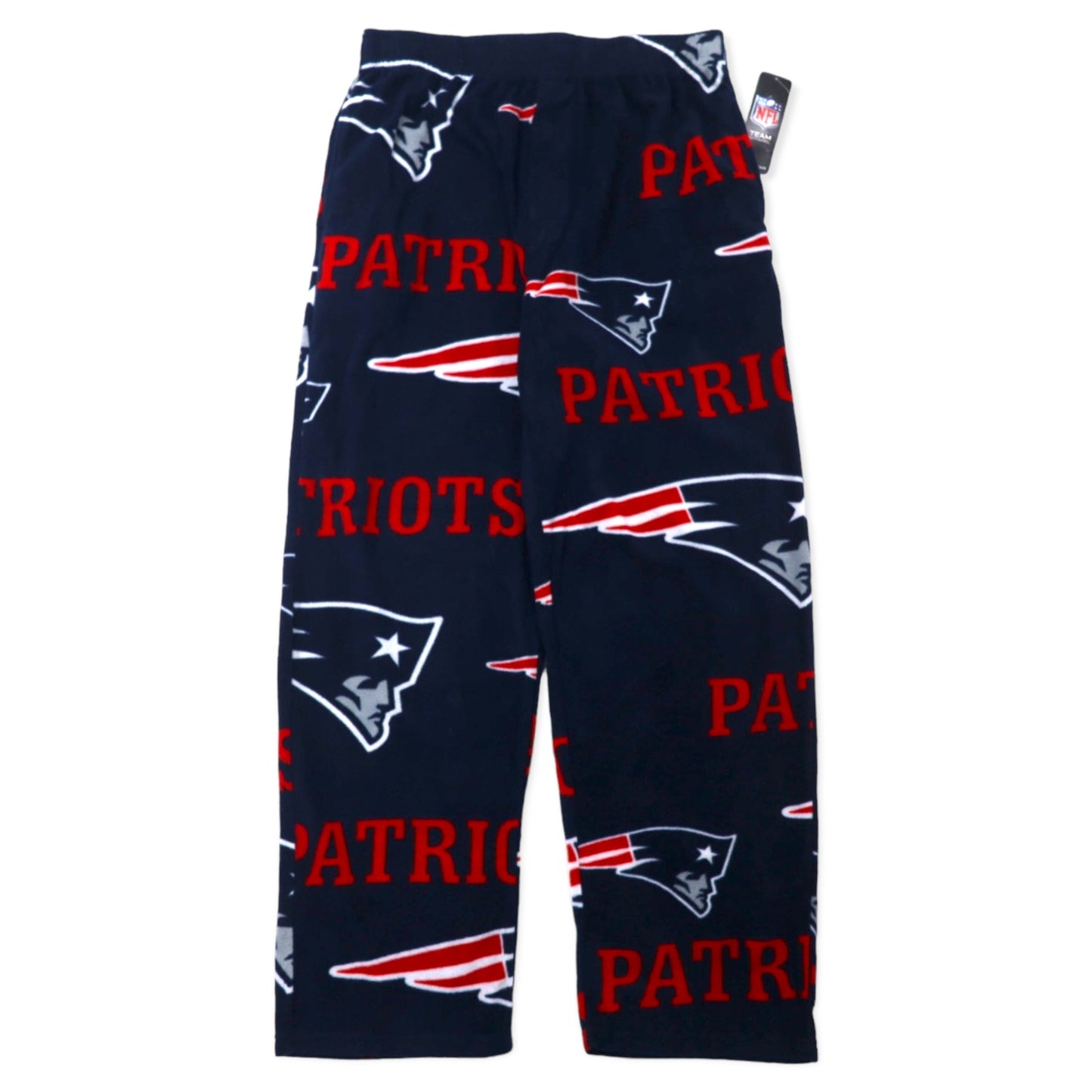 NFL TEAM APPAREL フリース イージーパンツ パジャマパンツ M ネイビー ポリエステル 総柄 PATRIOTS 未使用品