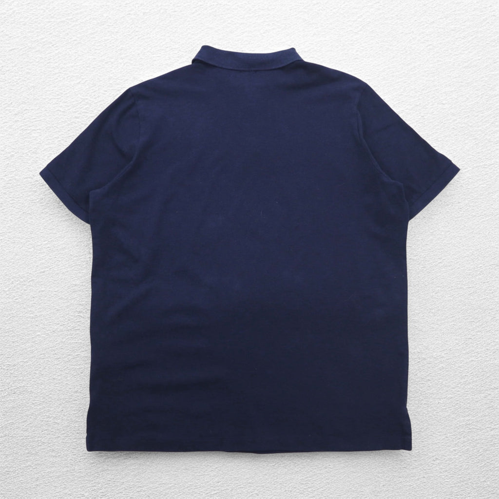 POLO RALPH LAUREN Classic Fit Stretch Mesh Half Zip Polo Shirt L Navy Cotton Small Pony Embroidery
