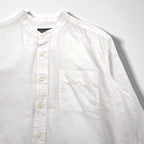 Eddie Bauer Linen Band Collar Shirt, Large, White, Linen and Cotton, Chest Pocket, Oversized