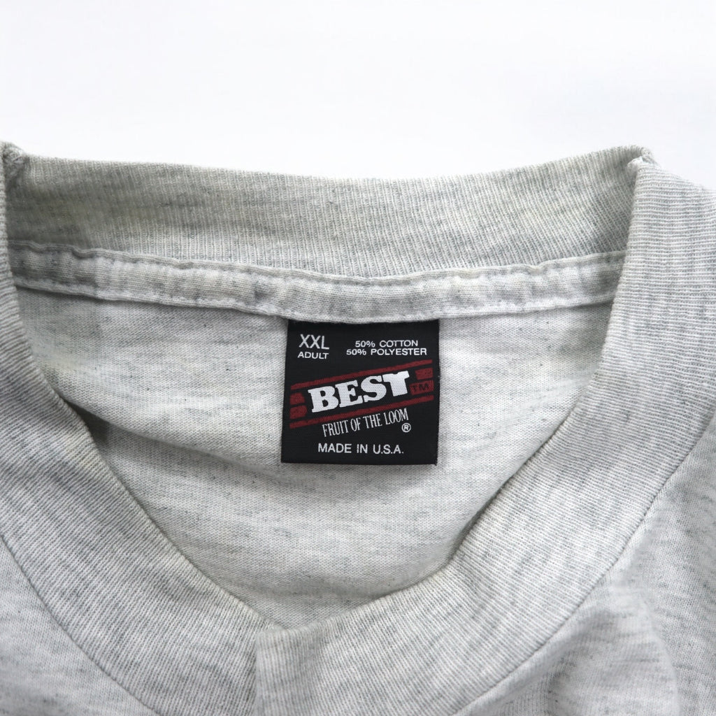 USA製 90年代 FRUIT OF THE LOOM ロングスリーブTシャツ ロンT XXL グレー PORKER RUN ビッグサイズ