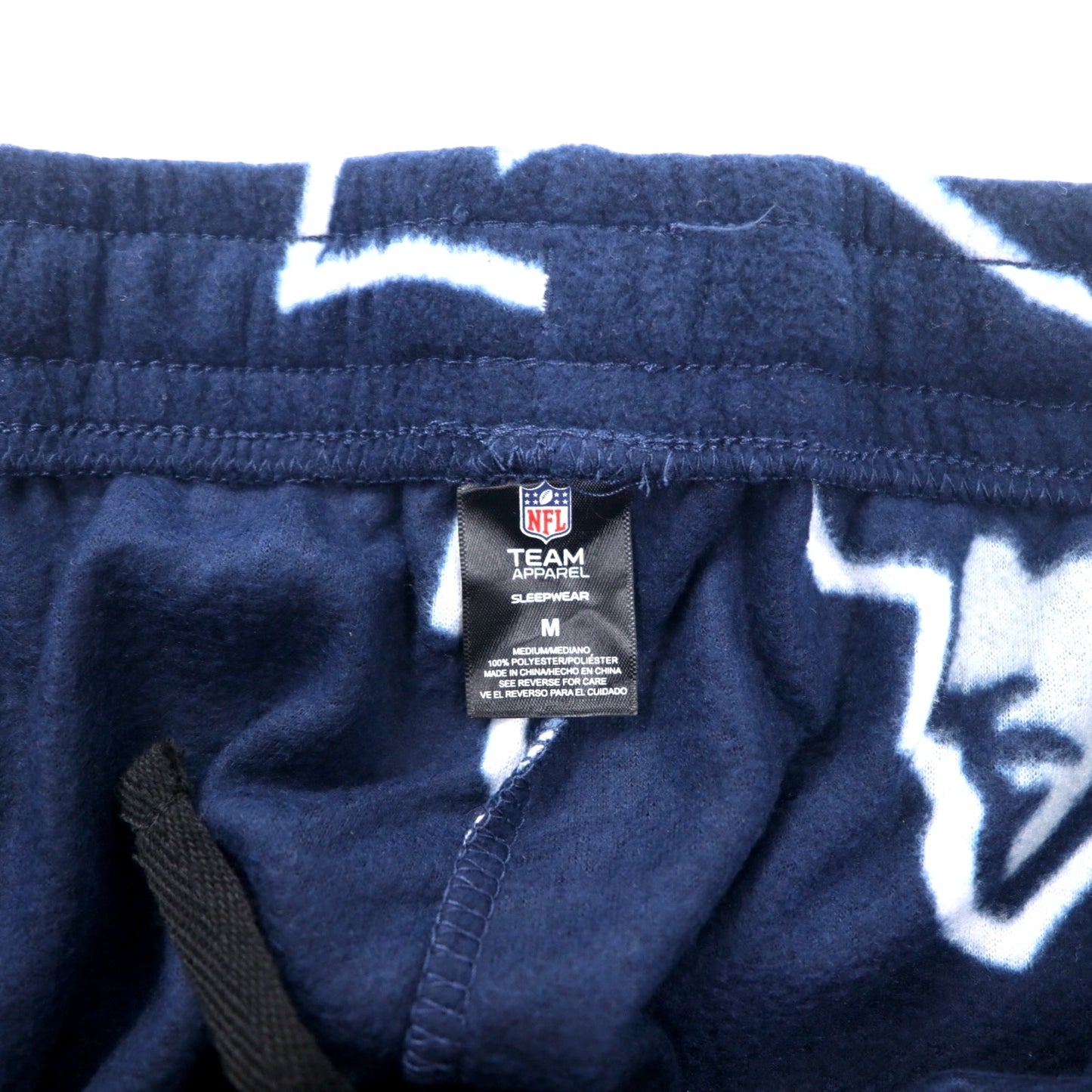 NFL TEAM APPAREL フリース イージーパンツ パジャマパンツ M ネイビー ポリエステル 総柄 PATRIOTS 未使用品