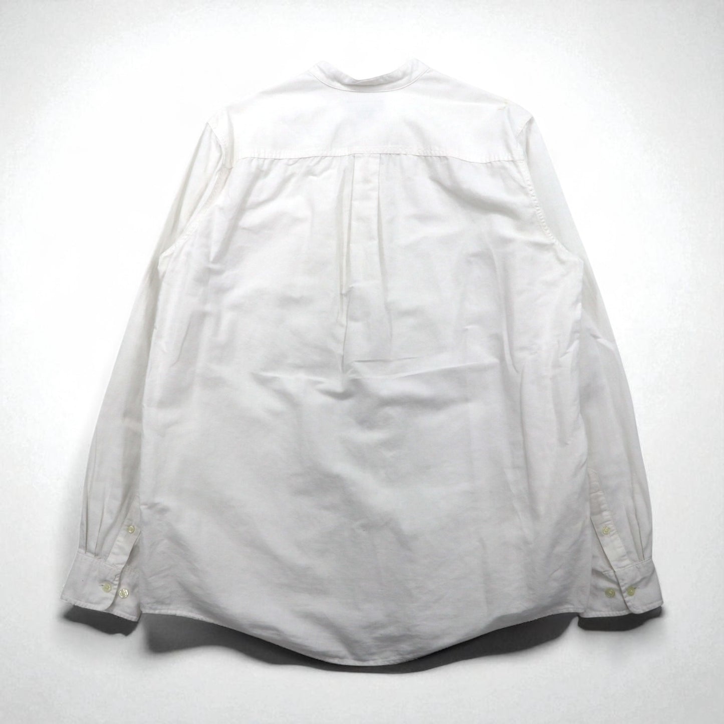 Eddie Bauer リネン バンドカラーシャツ L ホワイト 麻 コットン 胸ポケット ビッグサイズ