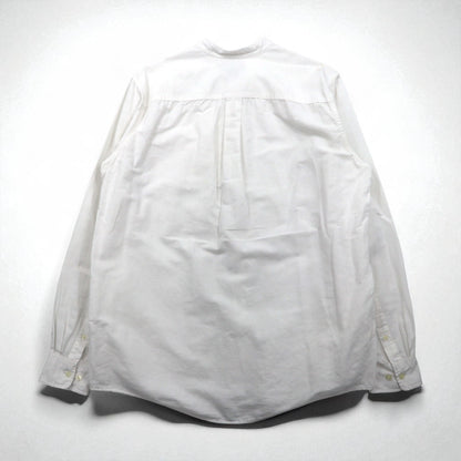 Eddie Bauer リネン バンドカラーシャツ L ホワイト 麻 コットン 胸ポケット ビッグサイズ