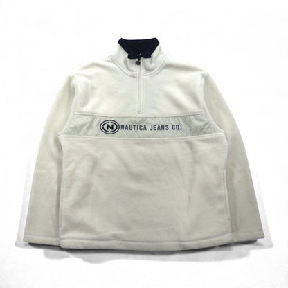 NAUTICA 90年代 ハーフジップ フリースジャケット M ホワイト Nautica Jeans Company
