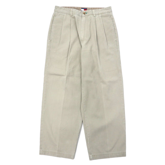 日本然リトテ-古着オンライン-TOMMY HILFIGER 2タック ワイド チノパンツ 31 ベージュ コットン-TOMMY HILFIGER 2 Tuck Wide Chino Pants 31 Beige Cotton