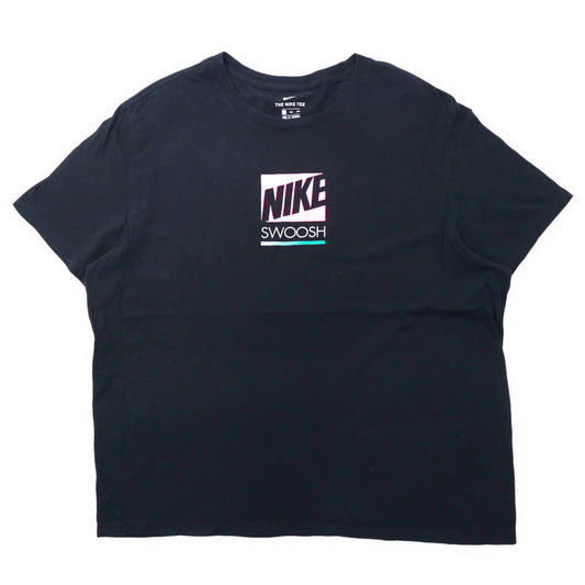 日本然リトテ-古着オンライン-NIKE ボックスロゴ プリントTシャツ XXL ブラック コットン スウォッシュ ビッグサイズ-