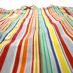 TRUSSARDI 半袖 マルチストライプシャツ M ワンポイントロゴ刺繍 日本製 未使用品