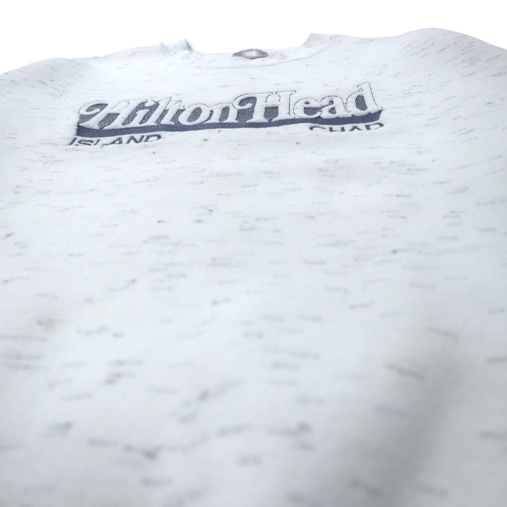 ONEITA USA Made 90s Embroidered Sweatshirt XL White Cotton Hilton Head ISLAND Big Size