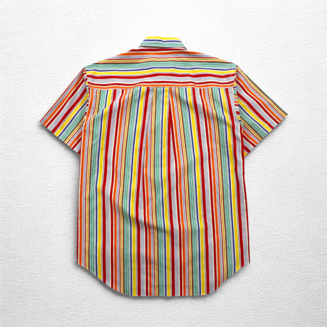 TRUSSARDI 半袖 マルチストライプシャツ M ワンポイントロゴ刺繍 日本製 未使用品