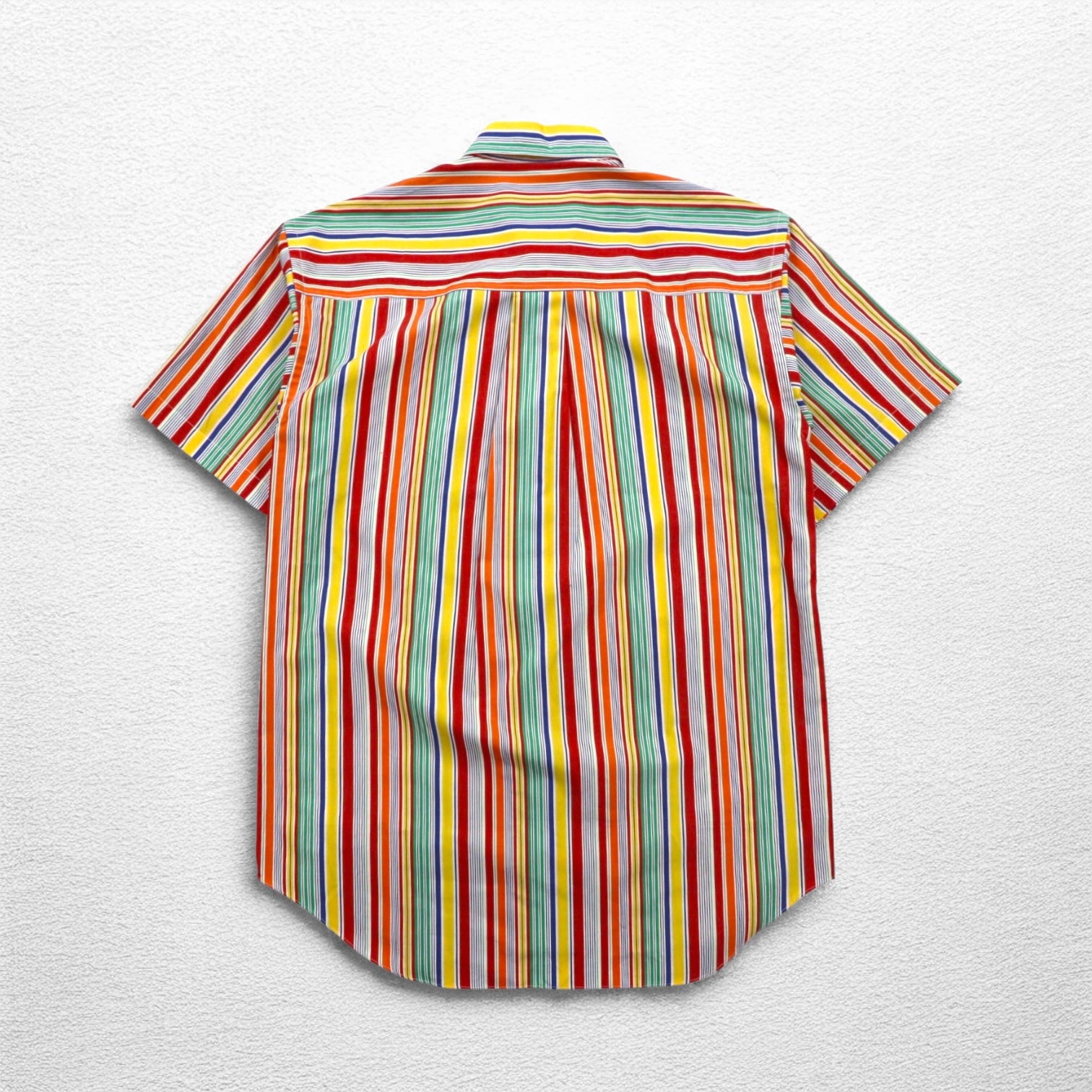 TRUSSARDI 半袖 マルチストライプシャツ M ワンポイントロゴ刺繍 日本製 未使用品