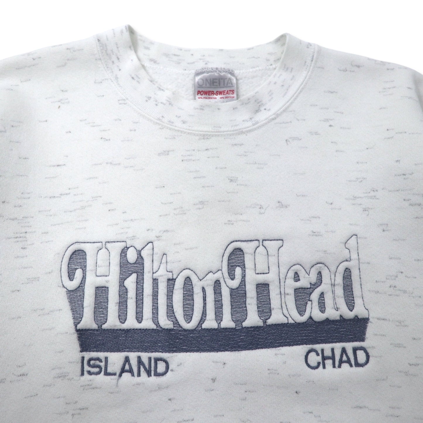 ONEITA USA製 90年代 刺繍 スウェット XL ホワイト コットン Hilton Head ISLAND ビッグサイズ
