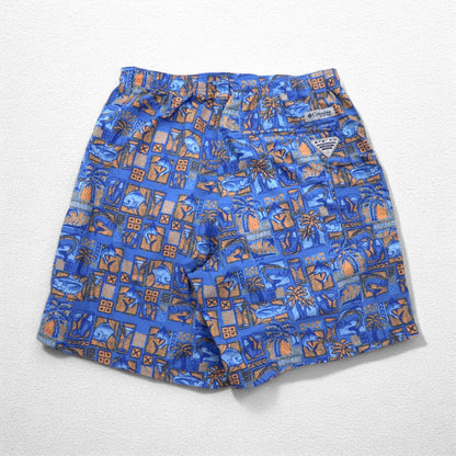 Columbia PFG 水陸両用 スーパーバックキャストウォーターショーツ ショートパンツ S ブルー 総柄 ナイロン FM1107
