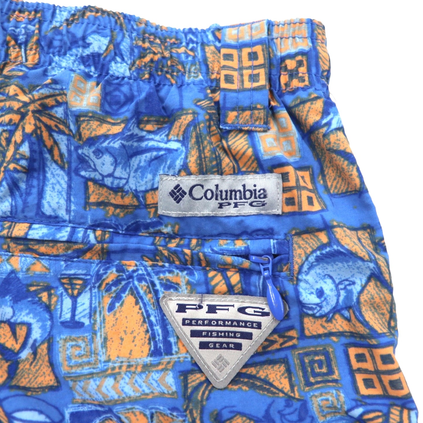 Columbia PFG 水陸両用 スーパーバックキャストウォーターショーツ ショートパンツ S ブルー 総柄 ナイロン FM1107