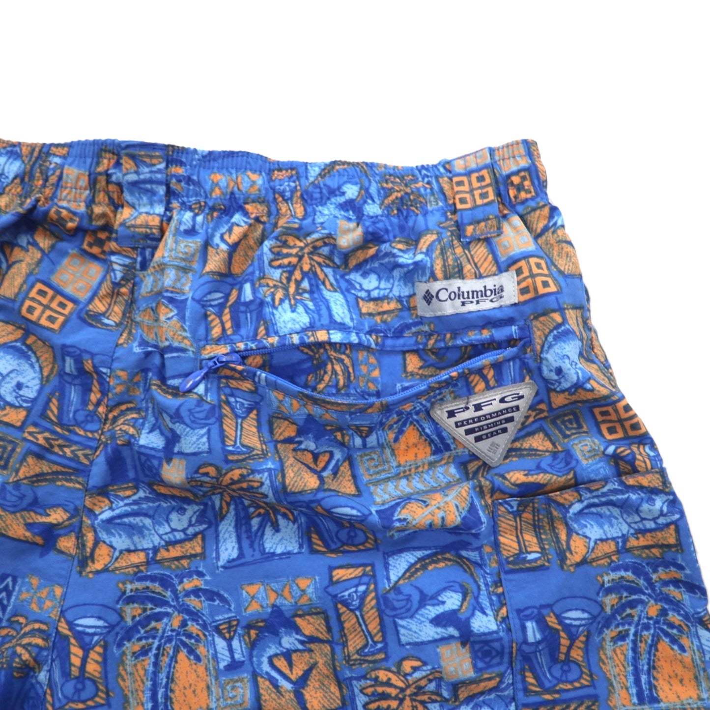 Columbia PFG 水陸両用 スーパーバックキャストウォーターショーツ ショートパンツ S ブルー 総柄 ナイロン FM1107