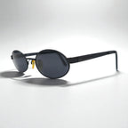 VERSACE Made in Italy Oval Sunglasses, Metal Frame, Black, MOD.R65