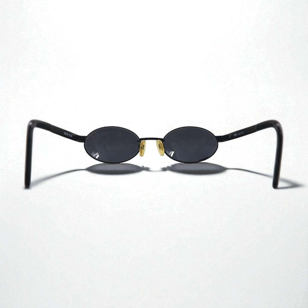 VERSACE Made in Italy Oval Sunglasses, Metal Frame, Black, MOD.R65