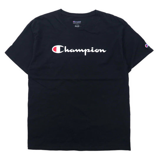 日本然リトテ-古着オンライン-Champion スクリプトロゴ プリントTシャツ XL ブラック コットン ビッグサイズ-