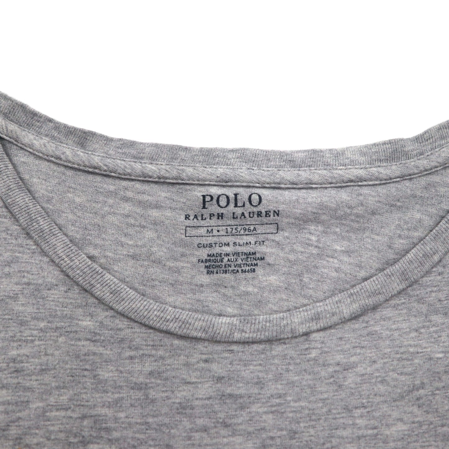 POLO RALPH LAUREN Logo Embroidered T-Shirt, Medium, Gray, Cotton, Stars and Stripes, USA, Small Pony Embroidery