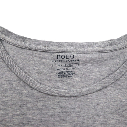 POLO RALPH LAUREN Logo Embroidered T-Shirt, Medium, Gray, Cotton, Stars and Stripes, USA, Small Pony Embroidery