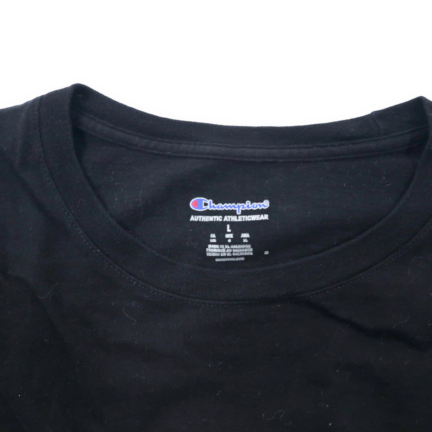 Champion スクリプトロゴ プリントTシャツ XL ブラック コットン ビッグサイズ