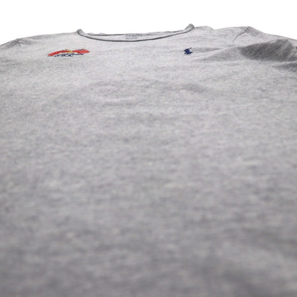 POLO RALPH LAUREN Logo Embroidered T-Shirt, Medium, Gray, Cotton, Stars and Stripes, USA, Small Pony Embroidery