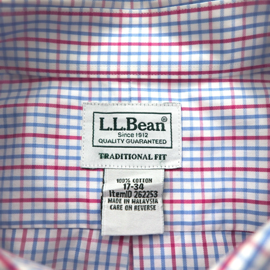 L.L.Bean オックスフォード ボタンダウンシャツ XL ブルー トリコロール チェック ビッグサイズ 形態安定 262253