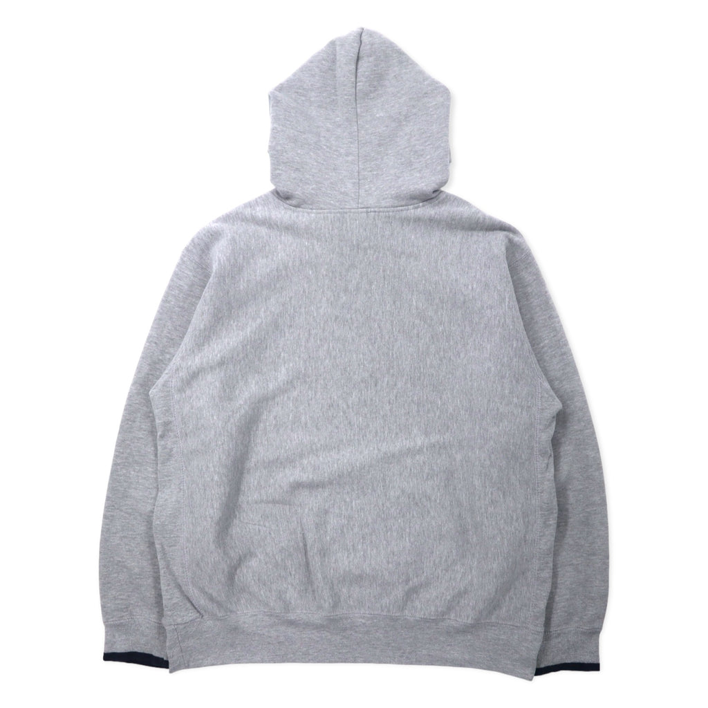 MV SPORT 90s Reverse Weave Hoodie XL Grey Cotton Fleece Lining Paki Cotton BIG BAY MICHIGAN College Print PRO-WEAVE Big Size