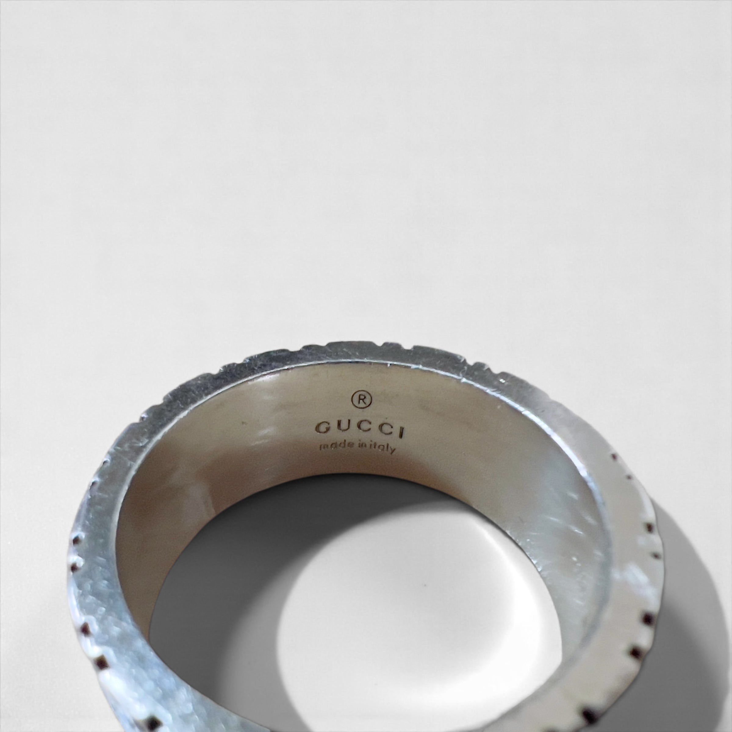 GUCCI イタリア製 シェリーライン リング 指輪 18号 シルバー 925 ウェブライン