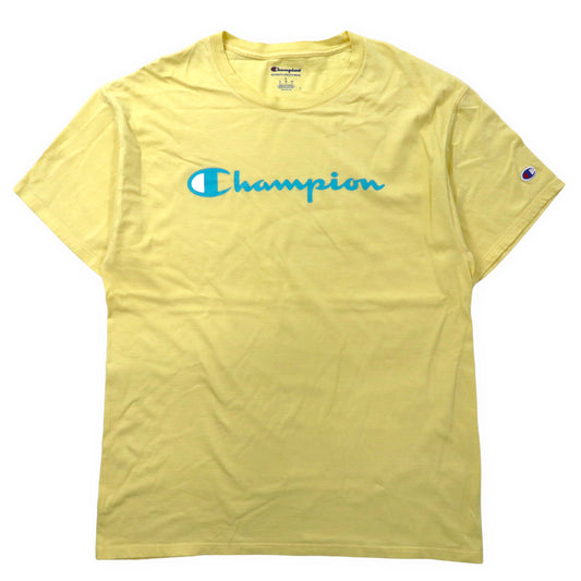 日本然リトテ-古着オンライン-Champion スクリプトロゴ プリントTシャツ XL イエロー コットン ビッグサイズ-