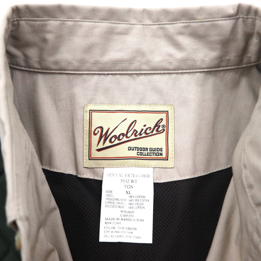 Woolrich 00s Quilted Switch Hunting Shirt, XL, Beige Green, Chest Pocket, OUTDOOR GUIDE COLLECTION, Unused