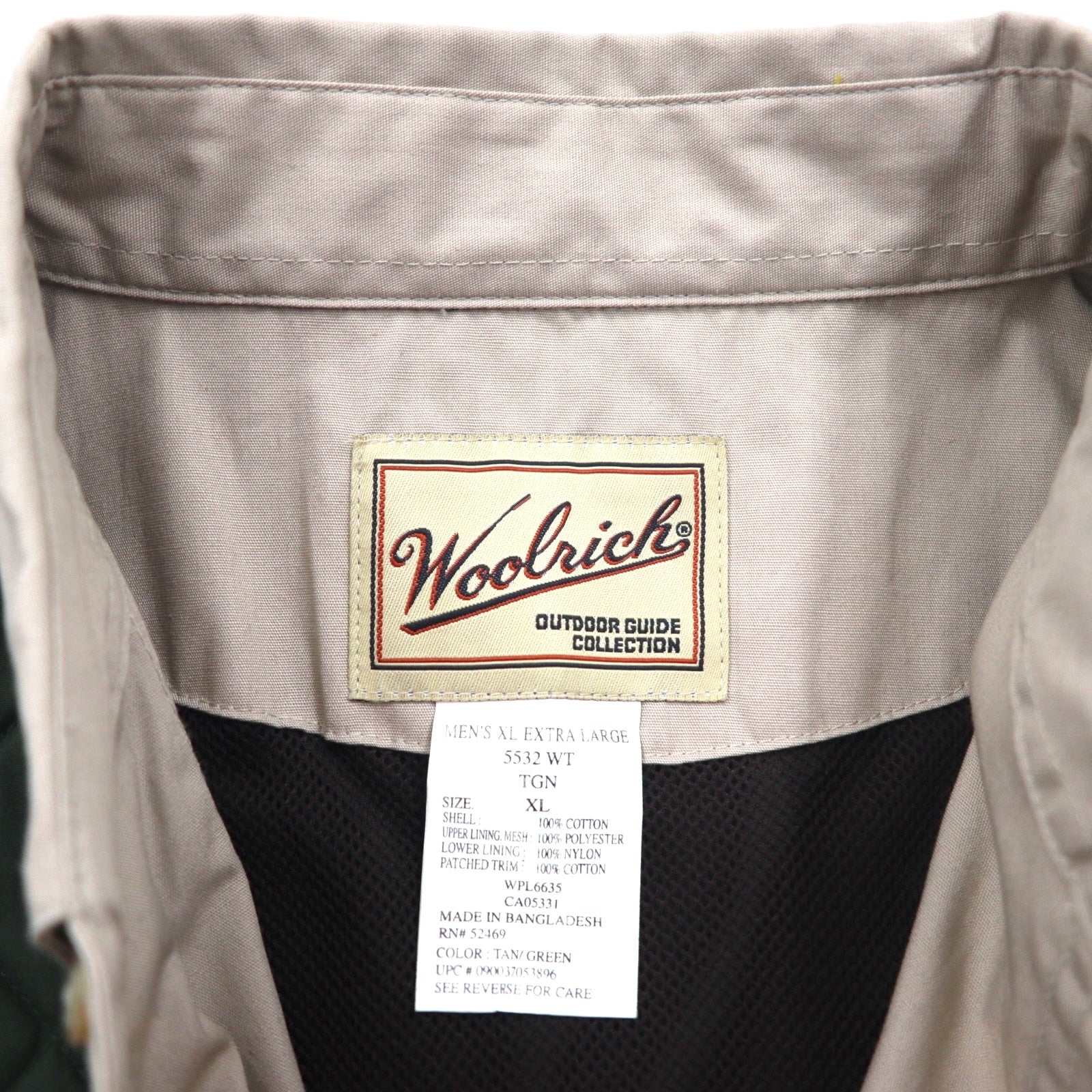 Woolrich 00年代 キルティング 切替 ハンティング シャツ XL ベージュ グリーン 胸ポケット OUTDOOR GUIDE COLLECTION 未使用品