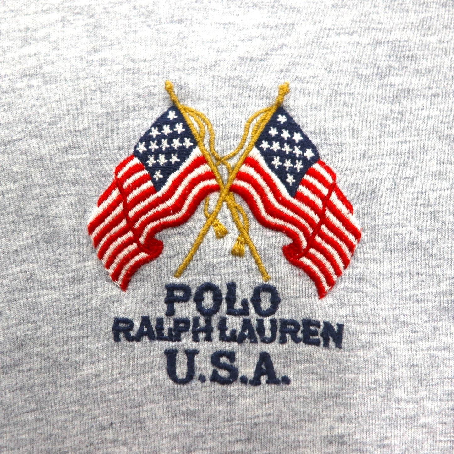 POLO RALPH LAUREN Logo Embroidered T-Shirt, Medium, Gray, Cotton, Stars and Stripes, USA, Small Pony Embroidery