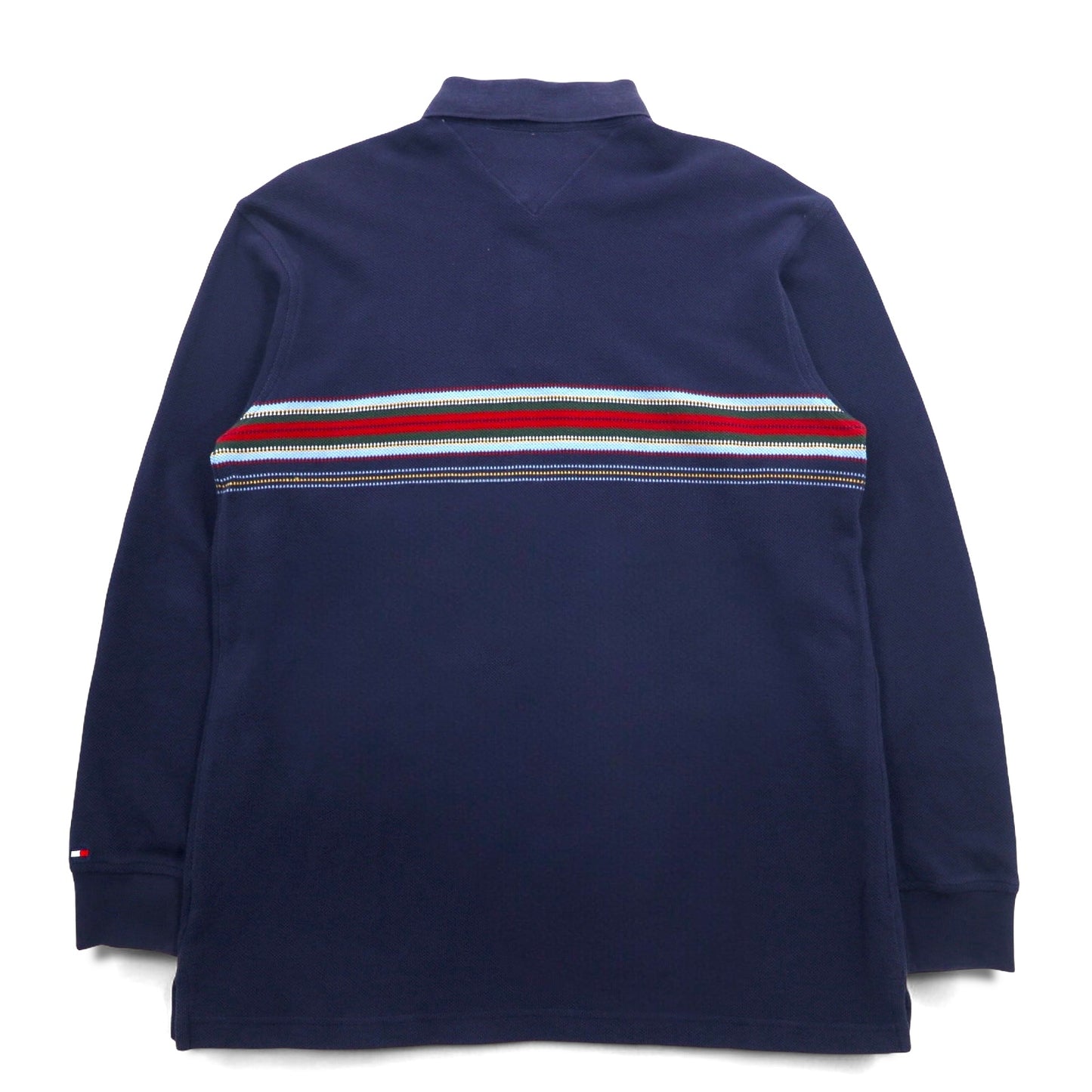 TOMMY HILFIGER 長袖ポロシャツ ラガーシャツ L ネイビー コットン 鹿の子 スリランカ製