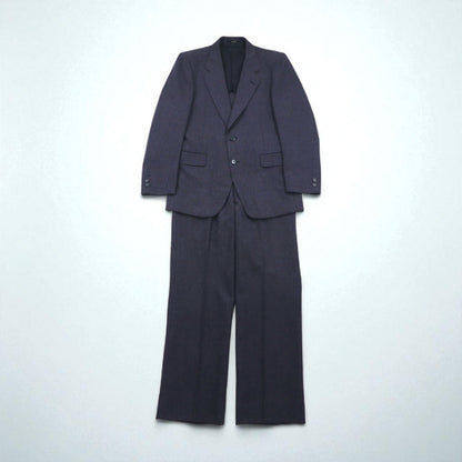 80s Japan Vintage 2-piece Suit Miyukilan 80年代 日本製 セットアップ スーツ M ネイビー ウール