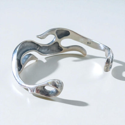 Vintage Sterling Silver Bangle Tribal Design トライバル バングル ファイヤーパターン ブレスレット SILVER 925 ネイティブ