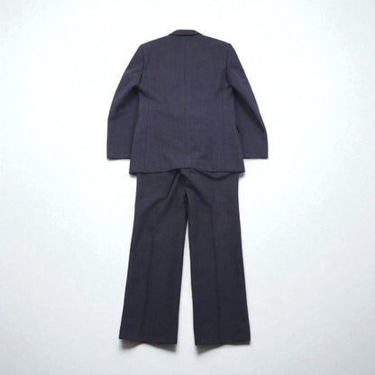 80s Japan Vintage 2-piece Suit Miyukilan 80年代 日本製 セットアップ スーツ M ネイビー ウール