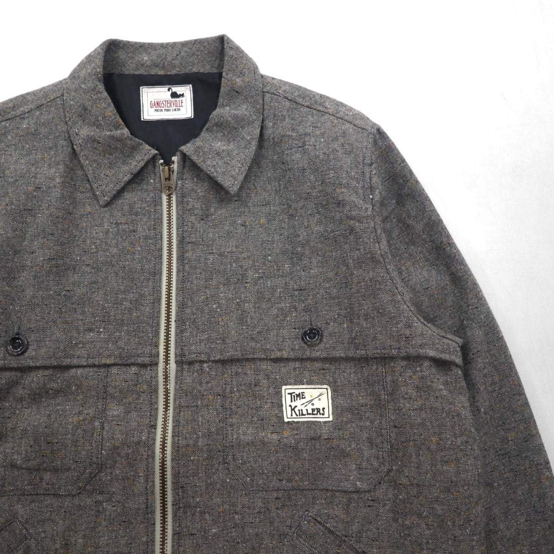 GANGSTERVILLE Made in Japan Zip-Up Harrington Jacket, Size Small, TIME KILLERS Embroidery, GSV-19-AW-16