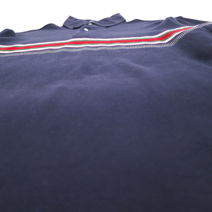 TOMMY HILFIGER 長袖ポロシャツ ラガーシャツ L ネイビー コットン 鹿の子 スリランカ製