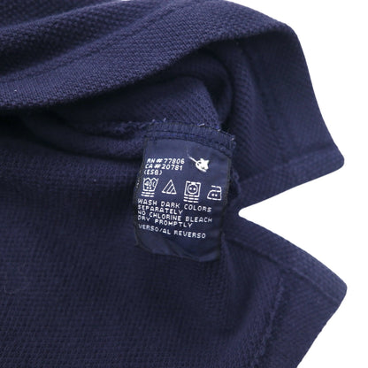 TOMMY HILFIGER 長袖ポロシャツ ラガーシャツ L ネイビー コットン 鹿の子 スリランカ製