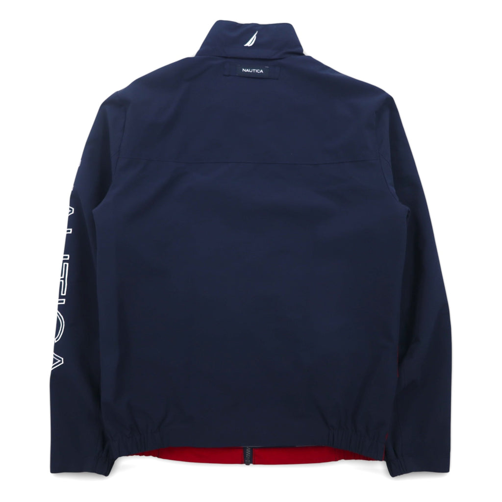 NAUTICA セーリングジャケット ナイロンジャケット M トリコロールカラー ネイビー 袖ロゴ フード収納式
