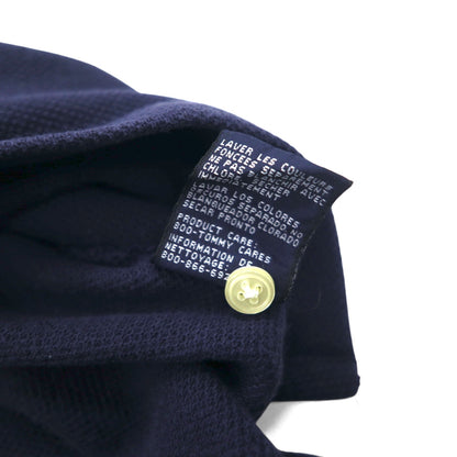 TOMMY HILFIGER 長袖ポロシャツ ラガーシャツ L ネイビー コットン 鹿の子 スリランカ製