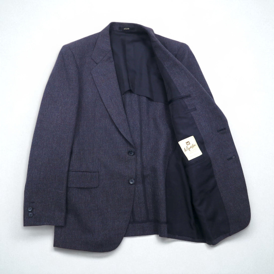 80s Japan Vintage 2-Piece Suit Miyukilan 80s Japanese Made Suit Set, Size M, Navy Wool
