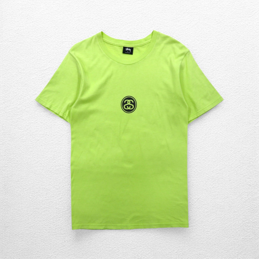 stussy シャネルロゴ プリント Tシャツ S グリーン コットン