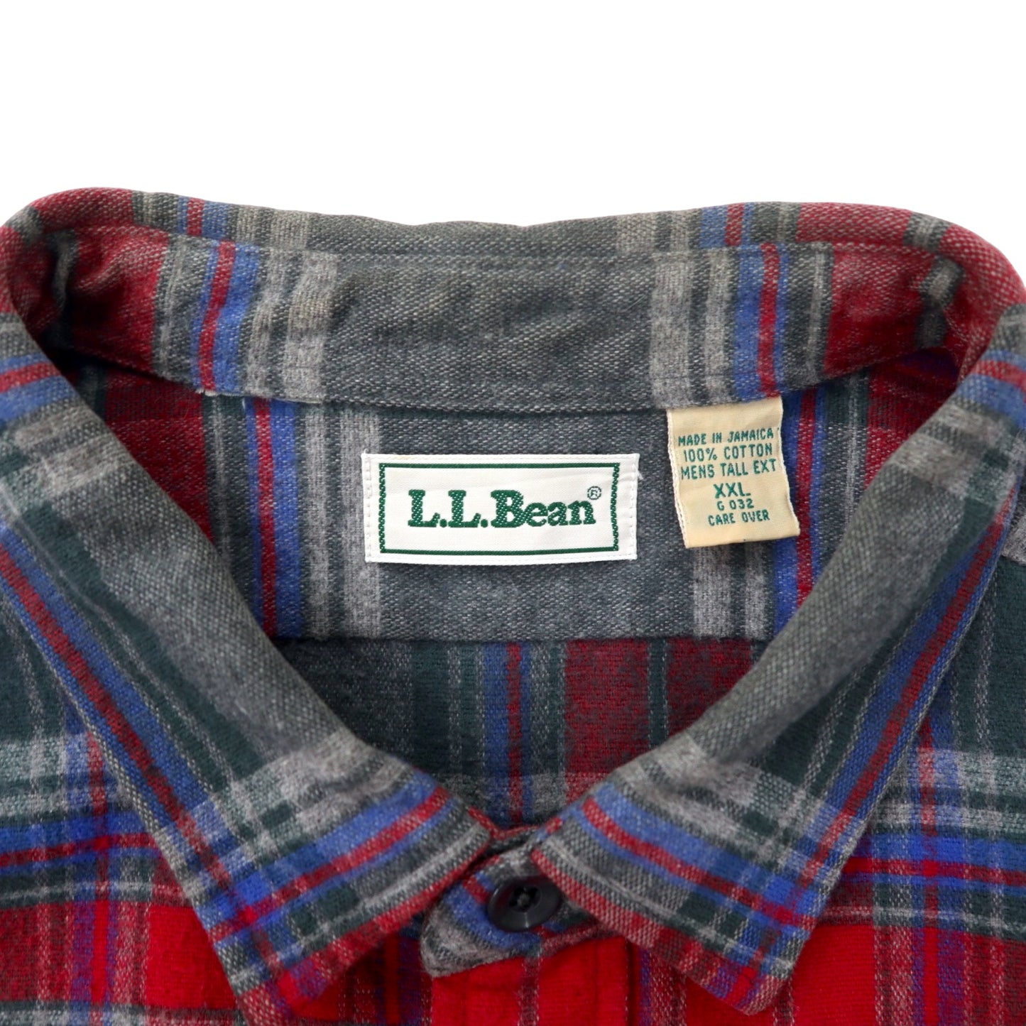 L.L.Bean 90年代 フランネルシャツ XXL レッド グリーン チェック コットン ビッグサイズ ジャマイカ製