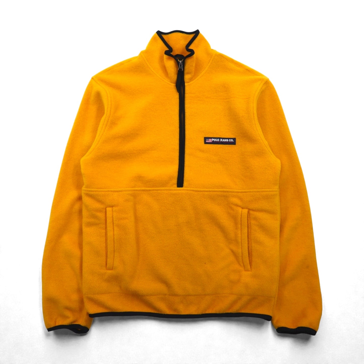 POLO JEANS CO Ralph Lauren 90年代 ハーフジップ フリースジャケット L イエロー カンガルーポケット
